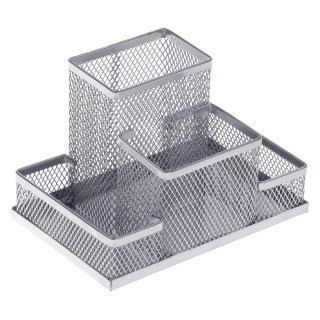 Przybornik na biurko Srebrny metal Tres (5a)