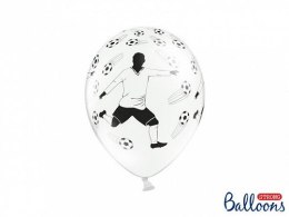 Balon gumowy Partydeco 30cm, Piłkarz i piłki, Pastel White biało-czarny 300mm (SB14P-138-008-6)