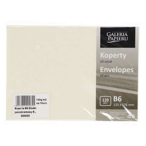 Koperta gładki jasnokremowy k 120g B6 kremowy [mm:] 125x176 (280829) 10 sztuk