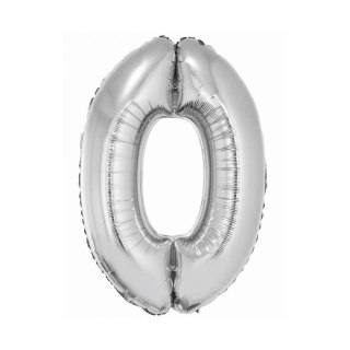 Balon foliowy Smart cyfra 0 srebrna 76cm Godan (CH-SSR0)