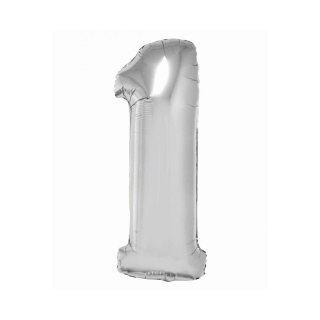 Balon foliowy Smart cyfra 1 srebrna 76cm Godan (CH-SSR1)
