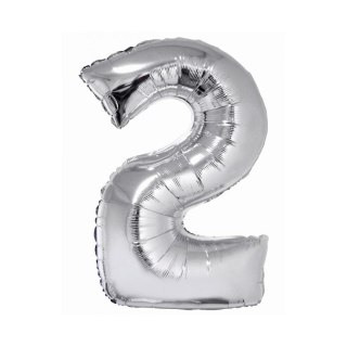 Balon foliowy Smart cyfra 2 srebrna 76cm Godan (CH-SSR2)