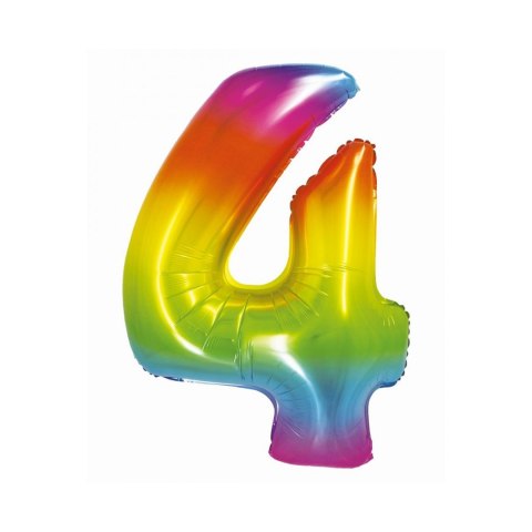 Balon foliowy Smart cyfra 4 tęcza 76cm Godan (CH-STC4)