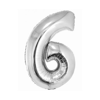 Balon foliowy Smart cyfra 6 srebrna 76cm Godan (CH-SSR6)