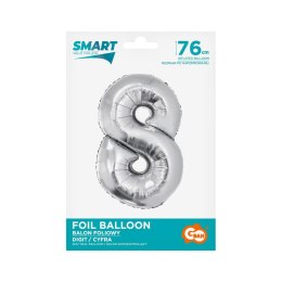 Balon foliowy Godan Smart cyfra 8 srebrna 76cm (CH-SSR8)