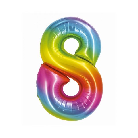 Balon foliowy Smart cyfra 8 tęcza 76cm Godan (CH-STC8)