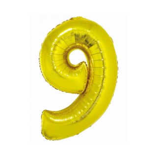 Balon foliowy Smart cyfra 9 złota 76cm Godan (CH-SZL9)