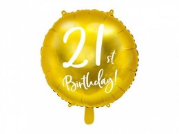 Balon foliowy Partydeco 21st Birthday, złoty, 45cm 18cal (FB24M-21-019)