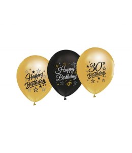 Balon gumowy Godan 30th Birthday czarno złote czarny 300mm 12cal (GP-ZC30)
