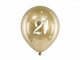 Balon gumowy Partydeco Glossy 21 urodziny złoty 300mm 30cal (CHB14-1-21-019-6)