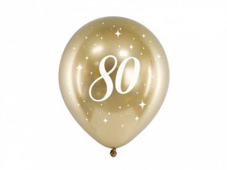 Balon gumowy Glossy 80 urodziny złoty 300mm Partydeco (CHB14-1-80-019-6)