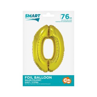 Balon foliowy Smart cyfra 0 złota 76cm Godan (CH-SZL0)