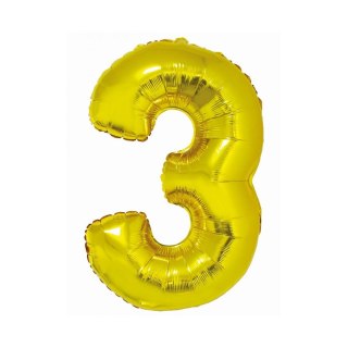 Balon foliowy Smart cyfra 3 złota 76cm Godan (CH-SZL3)