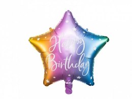 Balon foliowy Partydeco Happy Birthday, 40cm, teczowy 15,5cal (FB93-000)