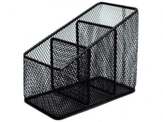 Przybornik na biurko SKOŚNY czarny metal Tres