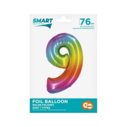 Balon foliowy Godan Smart cyfra 9 tęcza 76cm (CH-STC9)