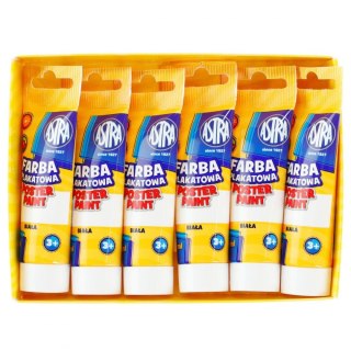 Farby plakatowe w tubie kolor: biały 30ml 1 kolor. Astra (83110904)