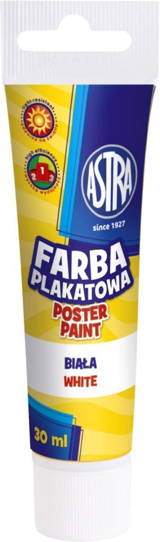 Farby plakatowe Astra w tubie kolor: biały 30ml 1 kolor. (83110904) Farby plakatowe Astra w tubie kolor: biały 30ml 1 kolor. (83110904)