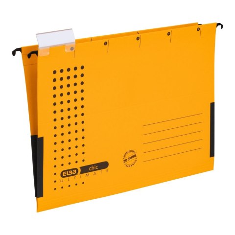 Teczka zawieszkowa Chic Ultimate z płóciennymi bokami A4 żółty karton 230g Elba (100552103)