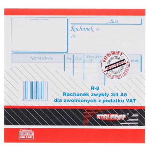 Druk samokopiujący Stolgraf rachunek A5 zwykły A5 100k. (R8) Druk samokopiujący Stolgraf rachunek A5 zwykły A5 100k. (R8)