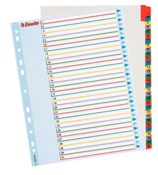 Przekładka numeryczna Mylar maxi A4 mix kolorów 160g 31k 1-31 Esselte (100210)