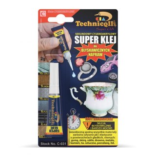 Klej w tubie Super Klej sekundowy 2g Technicqll (C-031)