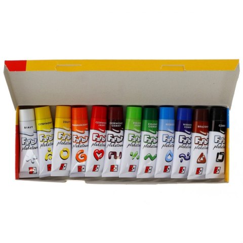 Farby plakatowe Spółdzielnia JEDNOŚĆ w tubach kolor: mix 30ml 12 kolor.