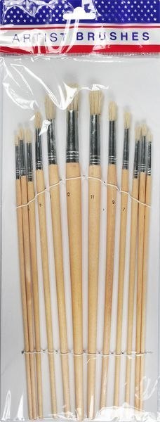 Komplet pędzli okrągłych do farb olejnych 12 szt. nr od 1 do 12