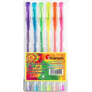 Długopis żelowy fluorescencyjny wkład mix 0,8mm Titanum (GA1030)