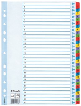 Przekładka numeryczna Esselte Mylar kartonowe A4 mix kolorów 160g 31k 1-31 (100164)
