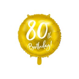 Balon foliowy Partydeco 80 urodziny, złoty 45 cm (18\\ 18cal (FB24M-80-019)