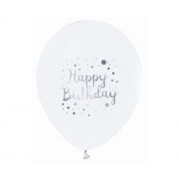 Balon gumowy Godan Happy Birthday 5szt. biało-czarny 12cal (GZ-HBC5)