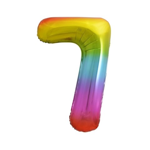 Balon foliowy cyfra 7 tęczowy 85cm 40cal Godan (HS-C34T7)