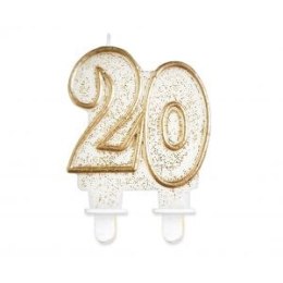 Świeczka urodzinowa cyferka 20, złoty kontur Godan (PF-SCZK20)
