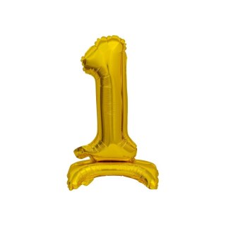 Balon foliowy cyfra 1 stojąca 38cm, złota Godan (BC-AZT1)