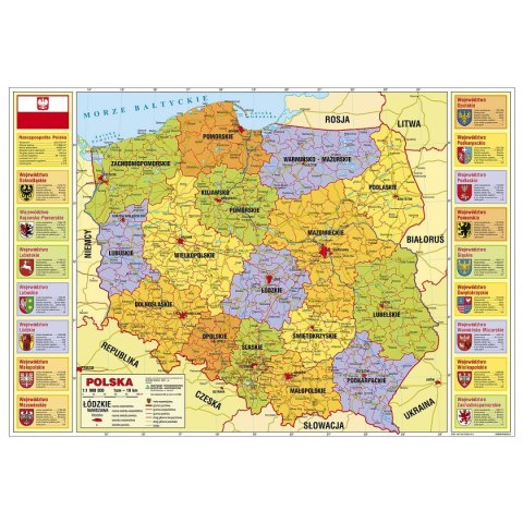 Podkład na biurko Polska mapa mix tektura pokryta folią [mm:] 340x500 Derform (POPA)