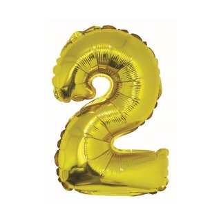 Balon foliowy cyfra 2 złoty 35 cm Godan (FG-C35Z2)