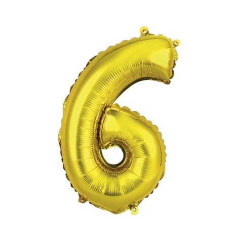 Balon foliowy cyfra 6 złoty 35 cm Godan (FG-C35Z6)