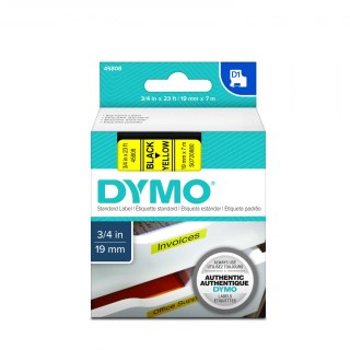 Dymo taśma do drukarek etykiet, D1 45808 | 19mm x 7m | czarny / żółty