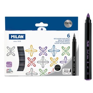 Flamaster Brush Metalic pędzelkowe 6 kol. Milan (0612606MET)