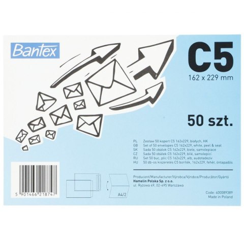 Koperta Bantex HK C5 biały (400089389) 50 sztuk Koperta Bantex HK C5 biały (400089389) 50 sztuk