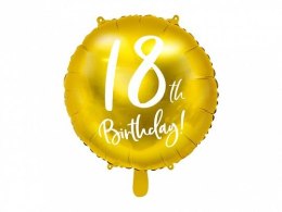 Balon foliowy Partydeco 18 urodziny, złoty 45 cm 18cal (FB24M-18-019)