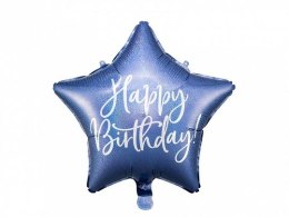 Balon foliowy Partydeco Happy Birthday, 40cm, granatowy 15,5cal (FB93-074)
