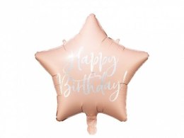 Balon foliowy Partydeco Happy Birthday, 40cm, jasny pudrowy róż 15,5cal (FB93-081PJ)