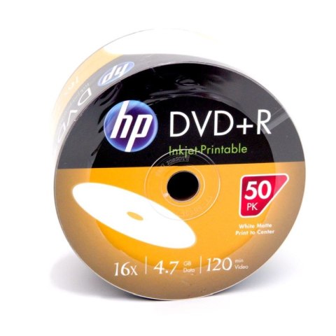 HP DVD+R | 4.7GB | x16 | WHITE FF InkJet Printable White | spindel 50