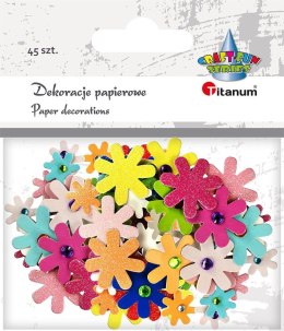 Ozdoba papierowa Titanum Craft-Fun Series kwiatki, kwiatki z kryształkiem (5048)