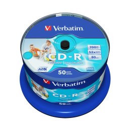 Verbatim CD-R | 700MB | x52 | cake 50szt AZO Printable NO ID