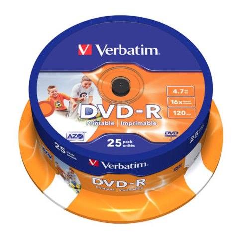 Verbatim DVD-R | 4.7GB | x16 | cakebox 25szt do nadruku