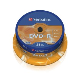 Verbatim DVD-R | 4.7GB | x16 | cakebox 25szt | matte silver