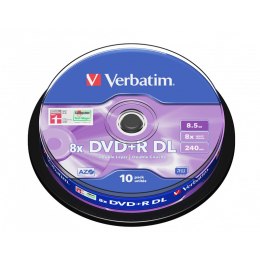 Verbatim DVD+R Double Layer | 8.5GB | x8 | cakebox 10szt | matte silver